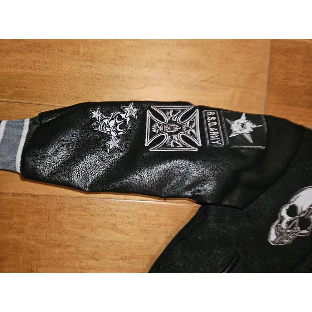 NWT! Rockstar Original YOUTH Boys Vidar Black Varsity Bomber Jacket SZ 6/7 $165